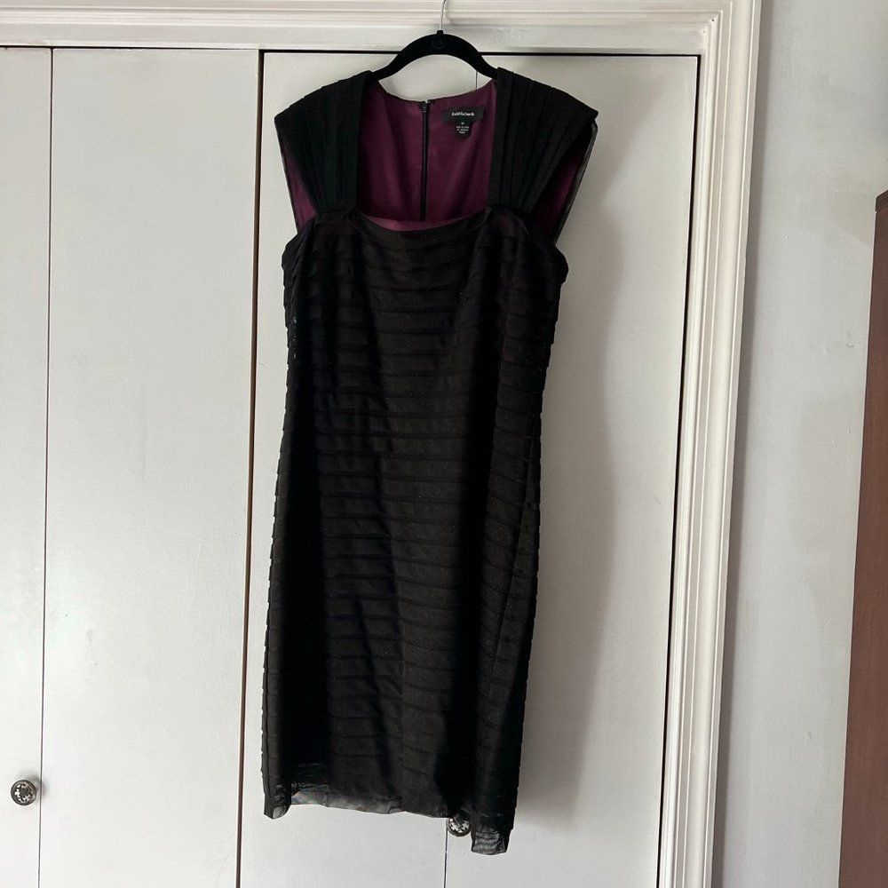 NWT! R&M Richards Fuchsia & Black Dress w/Glitter - Size 10